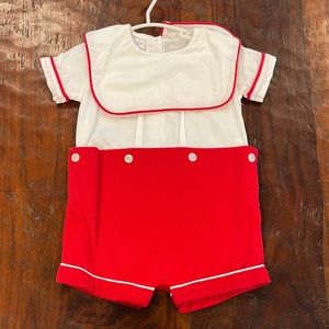 Mud pie set. Small spot on collar 12-18 months